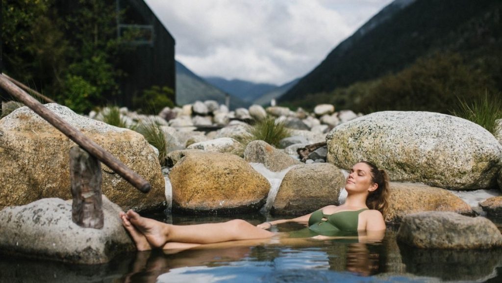 relax in natural hot pool